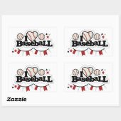 Rectangle Stickers/I-Liebe Baseball Rechteckiger Aufkleber (Blatt)