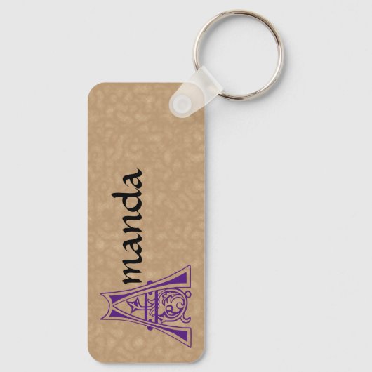 Rectangular Botanical Decorative Capital A Schlüsselanhänger (Rückseite)