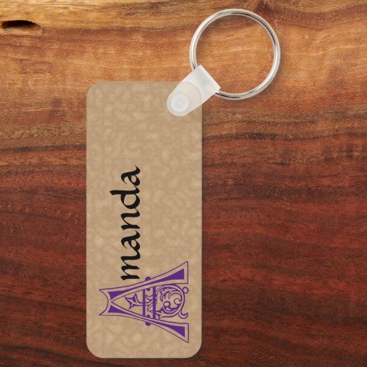 Rectangular Botanical Decorative Capital A Schlüsselanhänger (Rückseite)