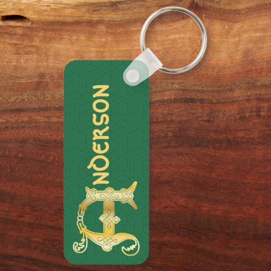 Rectangular Celtic Knot Decorative Capital A Schlüsselanhänger (Rückseite)