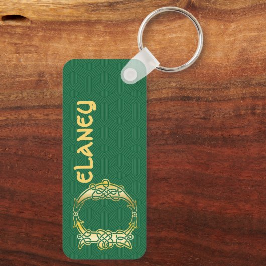 Rectangular Celtic Knot Decorative Capital D Schlüsselanhänger (Rückseite)