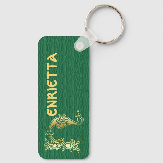 Rectangular Celtic Knot Decorative Capital H Schlüsselanhänger (Rückseite)