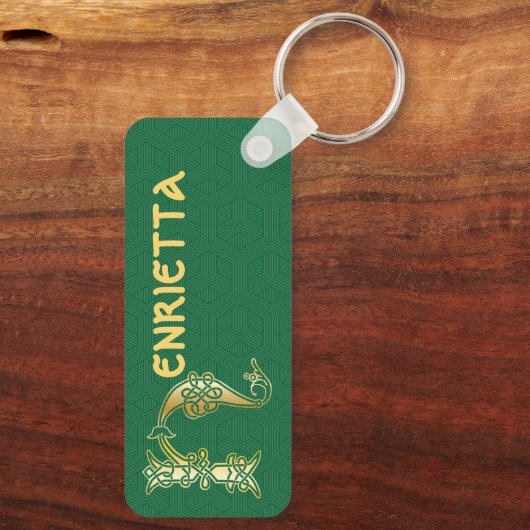 Rectangular Celtic Knot Decorative Capital H Schlüsselanhänger (Rückseite)