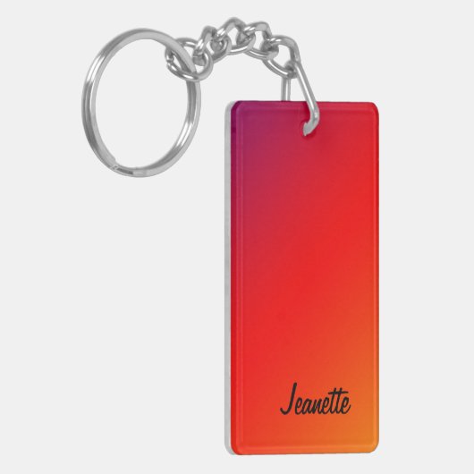 Rectangular Double Sided Red and Purple Rainbow Schlüsselanhänger (Vorderseite links)