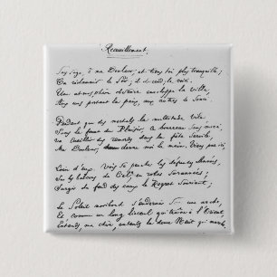 Recueillement', unterzeichnetes Sonett, 1861 Button