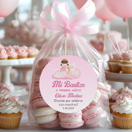 Recuerdos Bautizo Niedliche Taufe im ersten Jahr F Runder Aufkleber