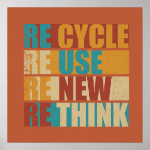 Recyceln reduzieren wiederverwenden erneuern überd poster
