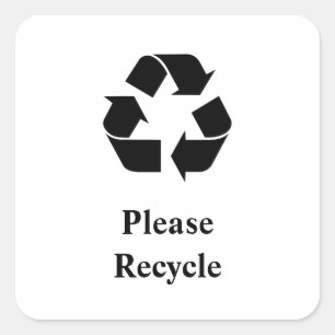 Recyceln Sie bitte mit dem Recyceln des Symbols Quadratischer Aufkleber