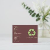 Recyceln Sie es ist einfache Kontakt-oder Visitenkarte (Stehend Vorderseite)
