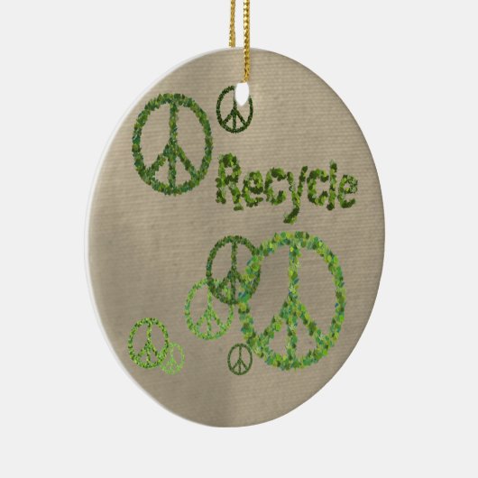 Recyceln Sie Friedenszeichen-Verzierung Keramik Ornament (Rechts)