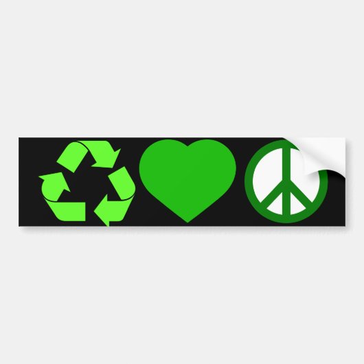 Recyceln Sie Liebe und Frieden Autoaufkleber (Vorne)