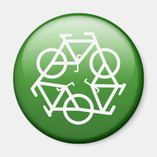 Recyceln Sie Logo mit Fahrrädern Magnet