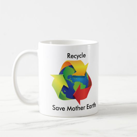 Recyceln Sie retten Mutter-ErdTasse Kaffeetasse (Links)