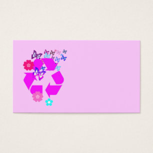Recyceln Sie Symbol mit Schmetterlingen und Blumen