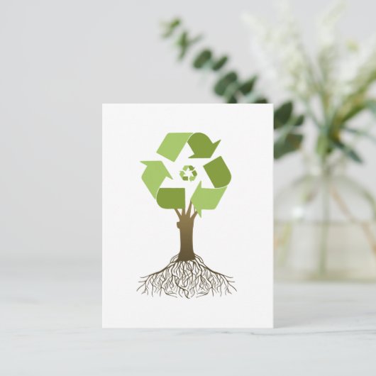 Recycelnd Baum Postkarte (Stehend Vorderseite)