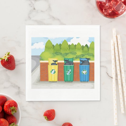 Recycelnd Bins Garbage Müll Napkins Serviette (Beispiel)