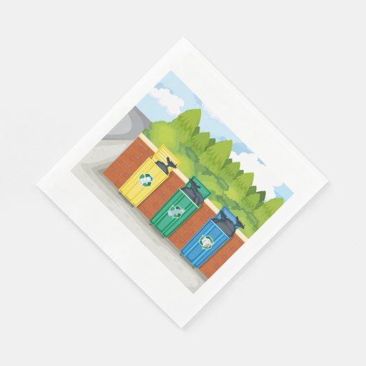 Recycelnd Bins Garbage Müll Napkins Serviette (Ecke)