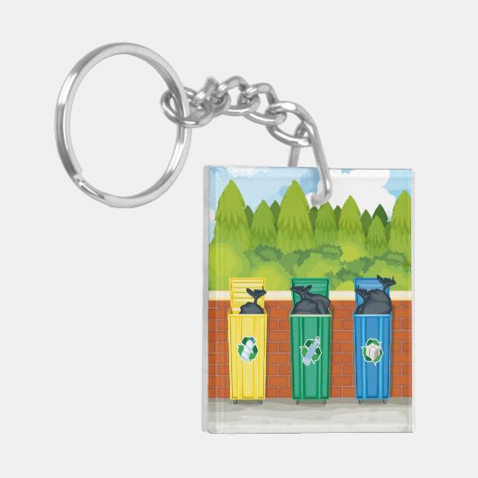 Recycelnd Bins Garbage Trash Schlüsselanhänger (Vorderseite links)