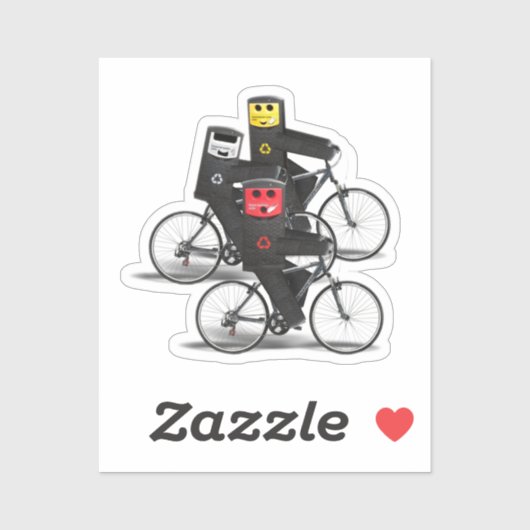 Recycelnd Bins mit dem Fahrrad Aufkleber (Blatt)