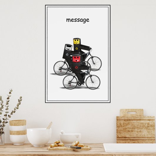 Recycelnd Bins mit dem Fahrrad Poster (Küche)