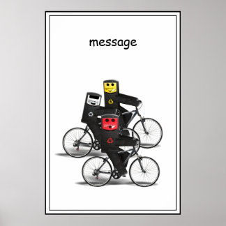 Recycelnd Bins mit dem Fahrrad Poster