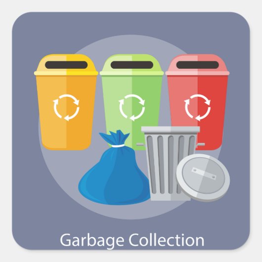 Recycelnd Garbage Collection Quadratischer Aufkleber (Vorderseite)