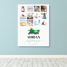 Recycelnd Garbage Truck Baby Boy 1. Jahr Fotos Leinwanddruck