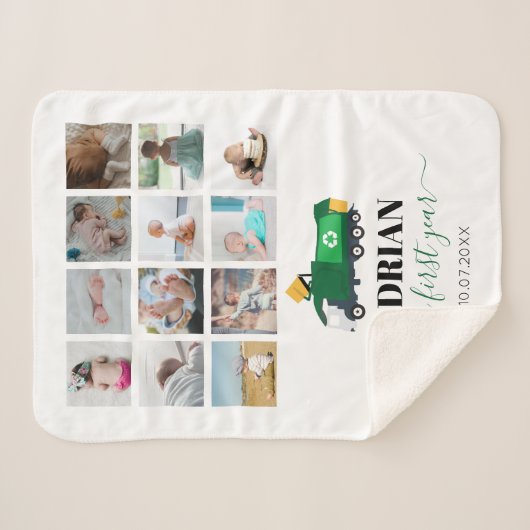 Recycelnd Garbage Truck Baby Boy 1. Jahr Fotos Sherpadecke (Vorderseite (Horizontal))