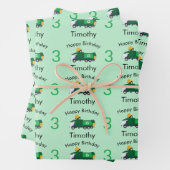 Recycelnd Garbage Truck Boy's Name & Age Geburtsta Geschenkpapier Set (Beispiel)