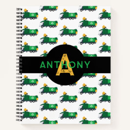 Recycelnd Garbage Truck Kids Monogram School Notizblock