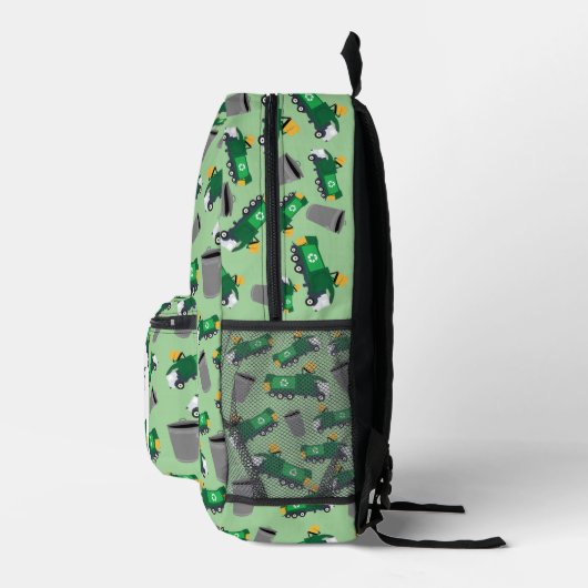 Recycelnd Garbage Truck Muster Boys Name Bedruckter Rucksack (Rechts)