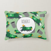 Recycelnd Garbage Truck Muster Boys Name Dekokissen (Vorderseite)