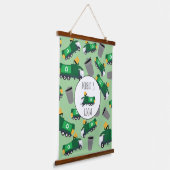 Recycelnd Garbage Truck Muster Boys Name Wandteppich Mit Holzrahmen (Gewinkelt)