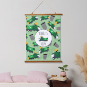 Recycelnd Garbage Truck Muster Boys Name Wandteppich Mit Holzrahmen (Schlafzimmer)