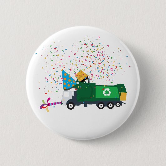 Recycelnd Garbage Truck Party Button (Vorderseite)