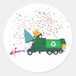 Recycelnd Garbage Truck Party Runder Aufkleber