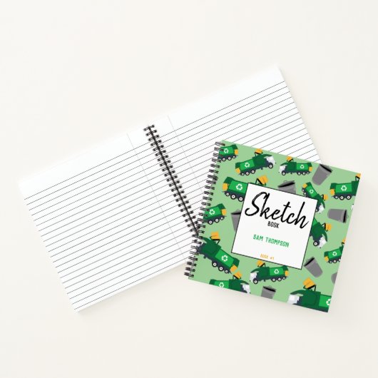 Recycelnd Garbage Truck Pattern Kids Sketchbook Notizblock (Innenseite)