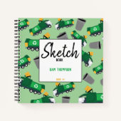 Recycelnd Garbage Truck Pattern Kids Sketchbook Notizblock (Vorderseite)