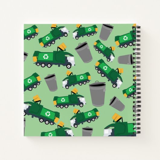 Recycelnd Garbage Truck Pattern Kids Sketchbook Notizblock (Rückseite)