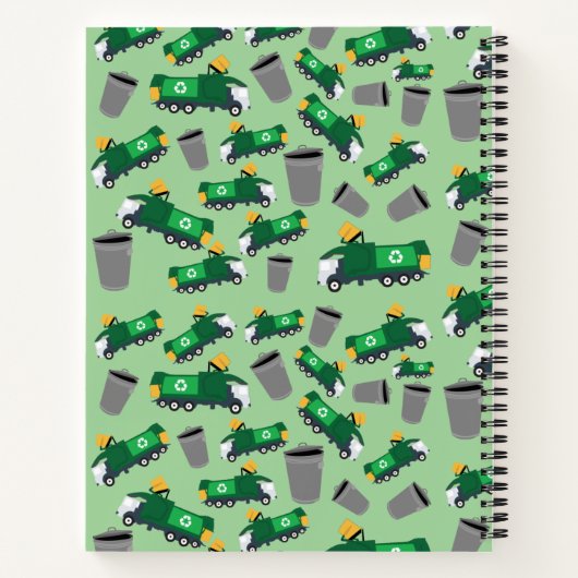Recycelnd Garbage Trucks Muster Kids Monogramm Notizblock (Rückseite)