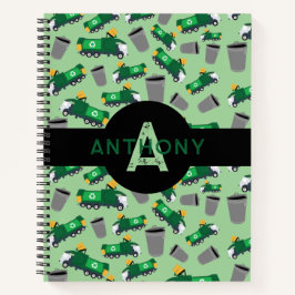 Recycelnd Garbage Trucks Muster Kids Monogramm Notizblock