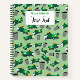 Recycelnd Garbage Trucks Pattern Kids Notizblock
