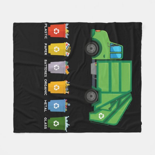 Recycelnd LKW Kids Garbour Truck Fleecedecke (Vorderseite (Horizontal))