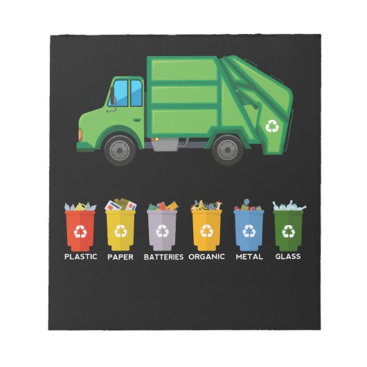Recycelnd LKW Kids Garbour Truck Notizblock (Vorderseite)