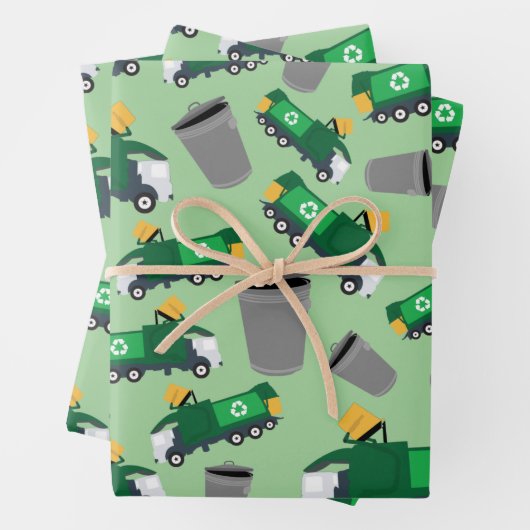 Recycelnd LKW-Muster Geschenkpapier Set (Beispiel)