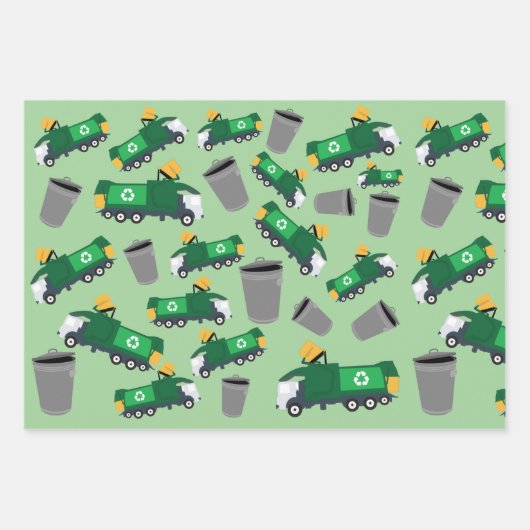 Recycelnd LKW-Muster Geschenkpapier Set (Vorderseite)