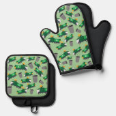 Recycelnd LKW-Muster Ofenhandschuh & Topflappen-Set (Vorderseite/Rückseite)