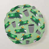 Recycelnd LKW-Muster Rundes Kissen (Rückseite)