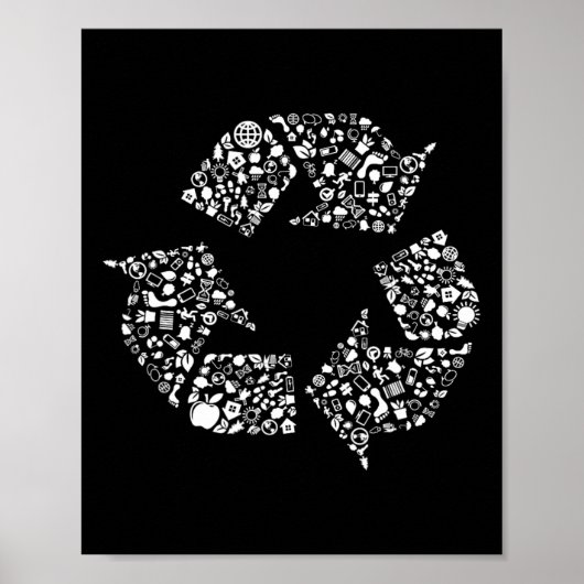 Recycelnd Logo Recycle Symbol Earth Day Poster (Vorne)
