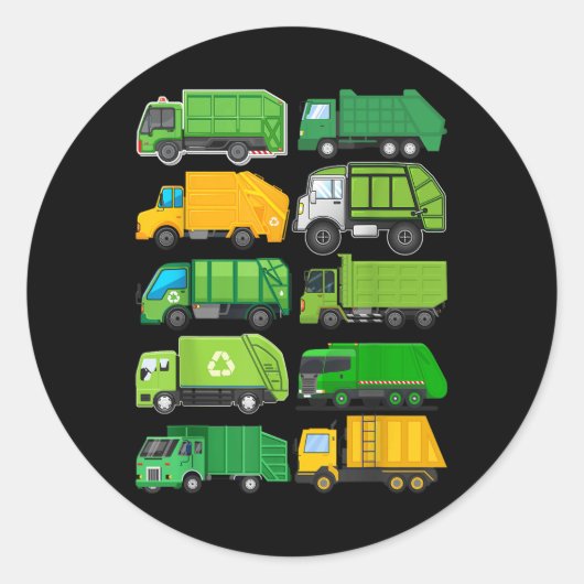 Recycelnd Mülltransporter Kindergeburtstag Geschen Runder Aufkleber (Vorderseite)